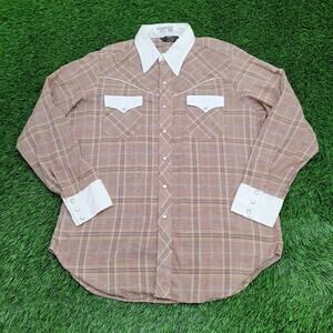 Vintage 70s Sears Western Rodeo Snap Shirt XL 24x33 Plaid